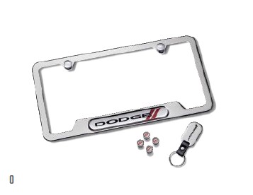 LICENSE PLATE FRAME KIT - DODGE BRAND LOGO - Polished